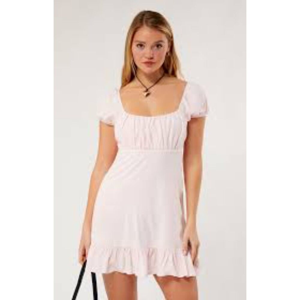 Beverly and Beck Camille tie Back Mini Dress Ruffle Small Pink